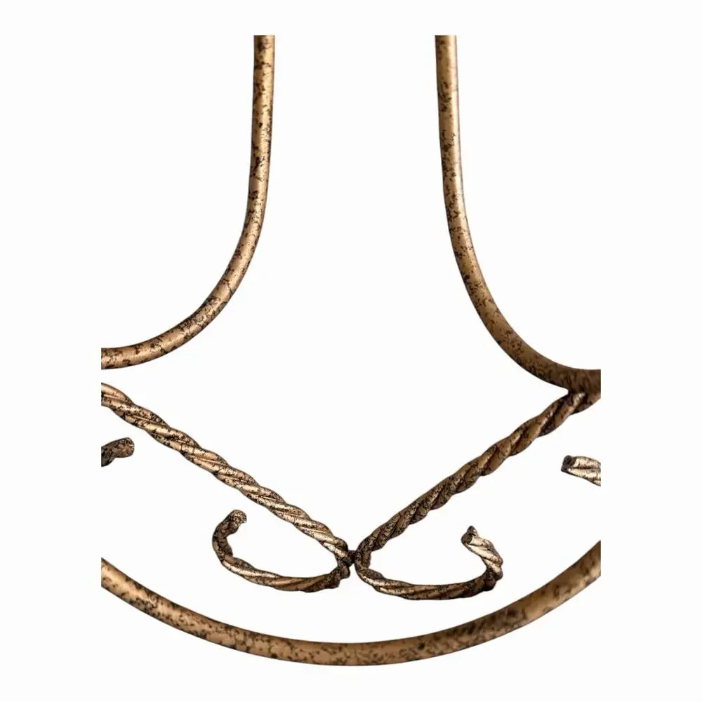 Vintage Distressed Gold Metal 2 Arm Wall Sconce Amber Glass Cups Twisted Rope